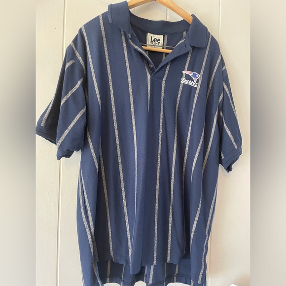 VTG 90’s Lee Sports Patriots Striped Polo Size XL - Picture 2 of 10